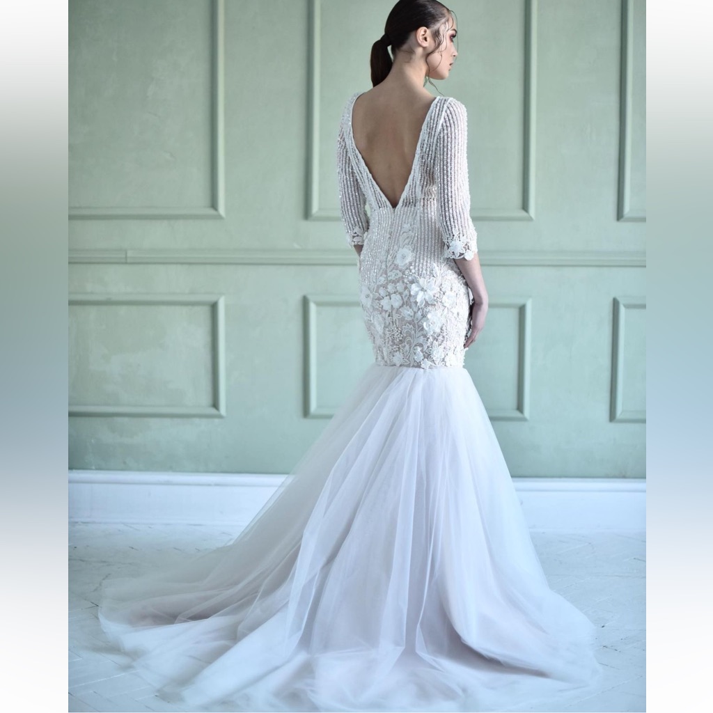 Custom Made Mermaid Style Hand Beaded Wedding Gown